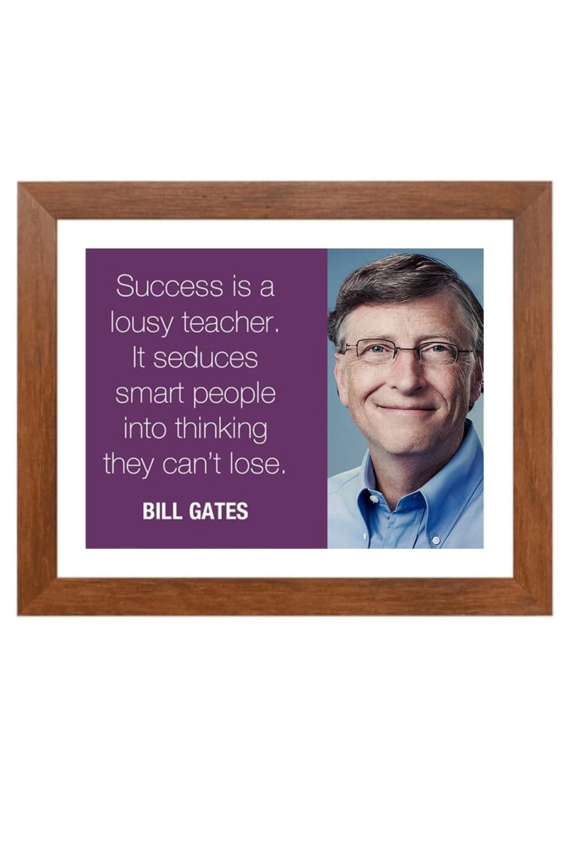 Bill Gates & Famous Quote Brown Frame, 16x20InchesInspirational Wall Art for Office, Home DecorIdeal Spiritual Gift