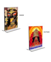 Car Desk/Table Top Maa Kali Acrylic T-Style Photo Stand - 2.5x3.5 Inches, Compact and Stylish Spiritual Display, easily change 2 photos (Pack of 1)