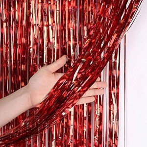 Happy Birthday Decoration Combo Set - 20 Pcs. Metallic Balloons, 2 love Foil Balloons, 13 Pcs. Birthday Banner, 2 Pcs. Foil Curtain Party Backdrop Kit for Celebrations and Events (Red)