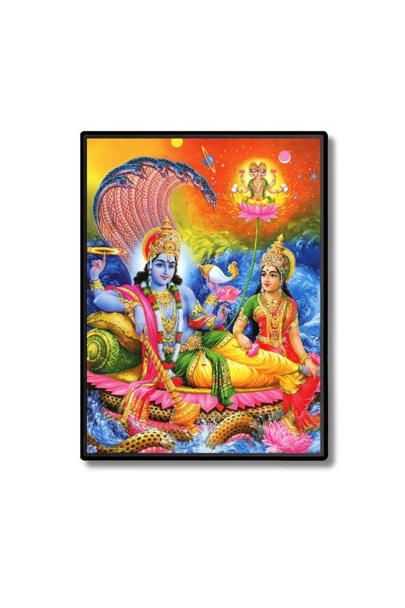 Vishnu lakxmi Laminated Photo - 5x7 Inches, Divine Blessings for Home & Office and Temple Decoration