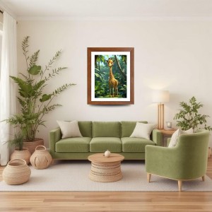 AI Funny Giraffe Art Picture for Kids - 10x14 inches, Brown Color - Perfect Wall Decor for Children's Room