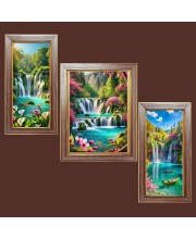 3-Pack Best waterfall view Photo Frames - 2 Pieces 10x17 Inch & 1 Piece 14x17 Inch - Rustic Wall Art for Home & Office Decor - Botanical Wall Hanging for Living Room, Bedroom, or Workspace