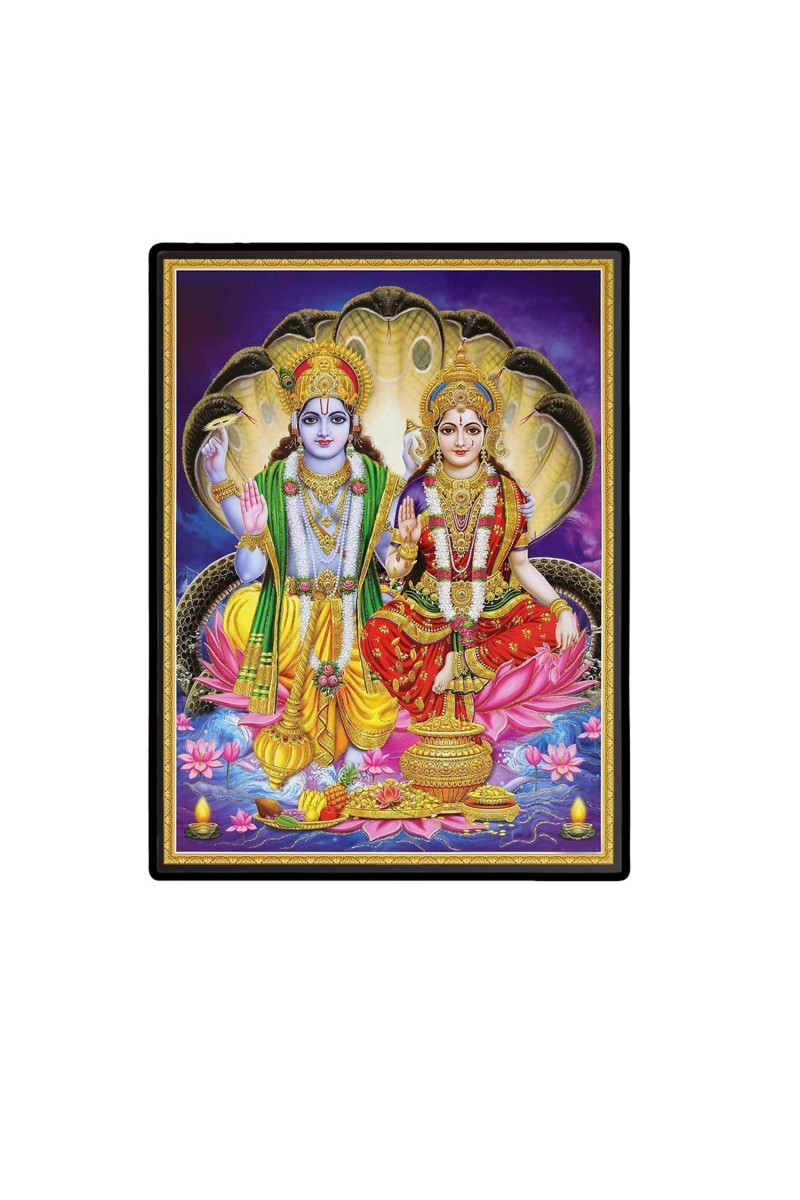 Vishnu & Lakshmi Laminated Photo - 11x13 Inches, Divine Blessings for Home & Office and Temple Decoration