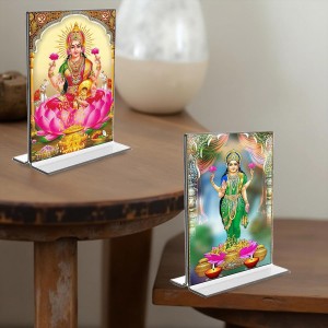 Debi Lakshmi Acrylic T-Style Photo Stand, Compact and Stylish Spiritual Display, easily change 2 photos (Pack of 1)