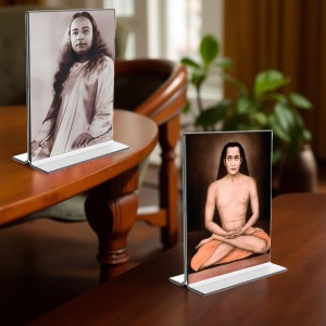 Sri Sri Yogananda & Mahavatar Babaji Acrylic T-Style Photo Stand - 7x9 Inches, Compact and Stylish Spiritual Display, easily change 2 photos (Pack of 1) Sri Sri Yogananda & Mahavatar Babaji Acrylic T-Style Photo Stand - 7x9 Inches, Compact and Stylish Spiritual Display, easily change 2 photos (Pack of 1)