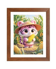 AI Funny Cute Baby Tiger Art Picture for Kids - 10x14 inches, Brown Color - Perfect Wall Decor for Children's Room