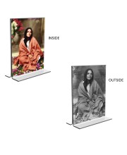 Anandamayee Debi Acrylic T-Style Photo Stand, Compact and Stylish Spiritual Display, easily change 2 photos (Pack of 1)
