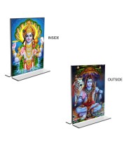 Lord Narayan & Lord Shiva Acrylic T-Style Photo Stand - 11x13 Inches, Compact and Stylish Spiritual Display, easily change 2 photos (Pack of 1)