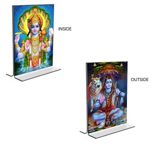 Lord Narayan & Lord Shiva Acrylic T-Style Photo Stand, Compact and Stylish Spiritual Display, easily change 2 photos (Pack of 1) Lord Narayan & Lord Shiva Acrylic T-Style Photo Stand, Compact and Stylish Spiritual Display, easily change 2 photos (Pack of 1)