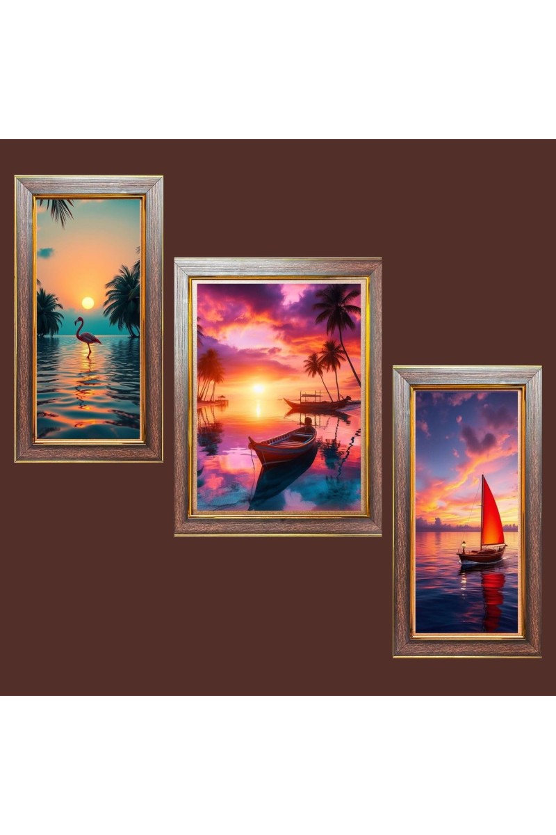 3-Pack Sails in the Windâ€™s Embrace Photo Frames - 2 Pieces 6x13 Inch & 1 Piece 10x13 Inch - Rustic Wall Art for Home & Office Decor - Botanical Wall Hanging for Living Room, Bedroom, or Worksp