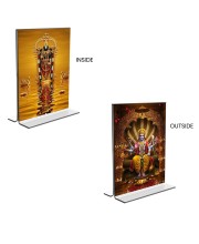 Lord Tirupati Balaji & Lord Vishnu Acrylic T-Style Photo Stand - 11x13 Inches, Compact and Stylish Spiritual Display, easily change 2 photos (Pack of 1)