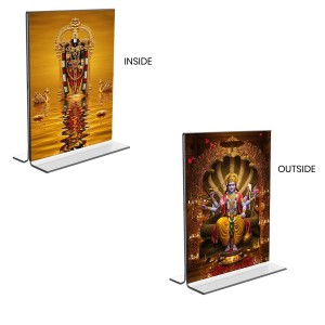 Lord Tirupati Balaji & Lord Vishnu Acrylic T-Style Photo Stand - 11x13 Inches, Compact and Stylish Spiritual Display, easily change 2 photos (Pack of 1)