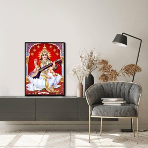 Saraswati Laminated Photo - 5x7 Inches, Divine Blessings for Home & Office and Temple Decoration Saraswati Laminated Photo - 5x7 Inches, Divine Blessings for Home & Office and Temple Decoration
