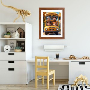AI Funny Kids With School Bus Art Picture for Kids - 10x14 inches, Brown Color - Perfect Wall Decor for Children's Room AI Funny Kids With School Bus Art Picture for Kids - 10x14 inches, Brown Color - Perfect Wall Decor for Children's Room