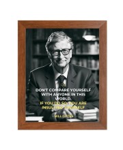 Bill Gates & His Famous Quote Photo Frame - Brown Frame, Perfect for Office & Wall Decoration, Ideal Gift
