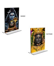 Lord Shiva & Ram Lala Acrylic T-Style Photo Stand - 11x13 Inches, Compact and Stylish Spiritual Display, easily change 2 photos (Pack of 1)