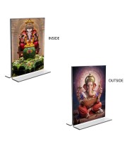 Sri Ganesh Acrylic T-Style Photo Stand - 11x13 Inches, Compact and Stylish Spiritual Display, easily change 2 photos (Pack of 1)