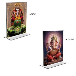 Sri Ganesh Acrylic T-Style Photo Stand, Compact and Stylish Spiritual Display, easily change 2 photos (Pack of 1)