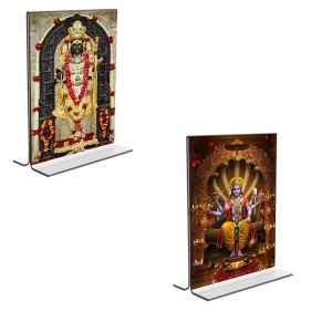 Car Desk/Table Top Sri Ram Lalla & Lord Vishnu Acrylic T-Style Photo Stand - 2.5x3.5 Inches, Compact and Stylish Spiritual Display, easily change 2 photos (Pack of 1) Car Desk/Table Top Sri Ram Lalla & Lord Vishnu Acrylic T-Style Photo Stand - 2.5x3.5 Inches, Compact and Stylish Spiritual Display, easily change 2 photos (Pack of 1)