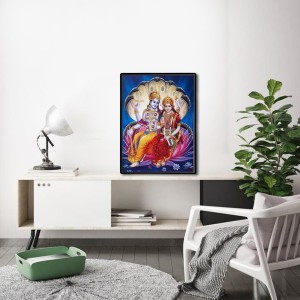 Vishnu Lakshmi Laminated Photo - 5x7 Inches, Divine Blessings for Home & Office and Temple Decoration