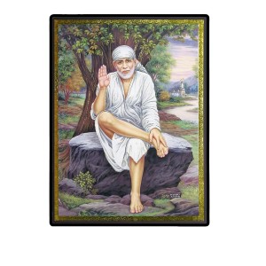 Sai Baba Laminated Photo - 5x7 Inches, Divine Blessings for Home & Office and Temple Decoration