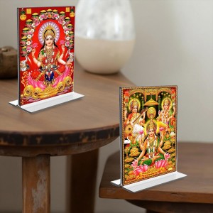 Car Desk/Table Top Maa Lakhsmi Sri Ganesh Maa Saraswati Acrylic T-Style Photo Stand - 2.5x3.5 Inches, Compact and Stylish Spiritual Display, easily change 2 photos (Pack of 1) Car Desk/Table Top Maa Lakhsmi Sri Ganesh Maa Saraswati Acrylic T-Style Photo Stand - 2.5x3.5 Inches, Compact and Stylish Spiritual Display, easily change 2 photos (Pack of 1)