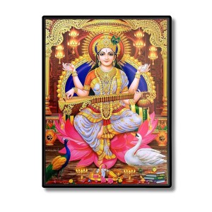 Saraswati Laminated Photo - 5x7 Inches, Divine Blessings for Home & Office and Temple Decoration Saraswati Laminated Photo - 5x7 Inches, Divine Blessings for Home & Office and Temple Decoration