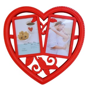 HiTechMart Romantic Red Heart-Shaped Double Photo Frame – Love-Themed Home Décor, 4x6 Inches (10x15cm) – Perfect for Couples, Weddings, Anniversaries & Valentine’s Day Gift