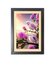 The colorful birds Photo Frame Funny Animal and Bird Cartoon Art, Black color, 15x19 Inch