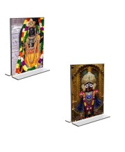 Car Desk/Table Top Lord Ram Lalla & Lord Jagannath Acrylic T-Style Photo Stand - 2.5x3.5 Inches, Compact and Stylish Spiritual Display, easily change 2 photos (Pack of 1)