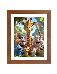 AI Funny Cute Squirrel, giraffe Art Picture for Kids - 14x18 inches, Brown Color - Perfect Wall Decor for Children's Room