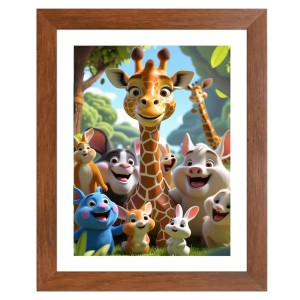 AI Funny Cute Squirrel, giraffe Art Picture for Kids - 14x18 inches, Brown Color - Perfect Wall Decor for Children's Room