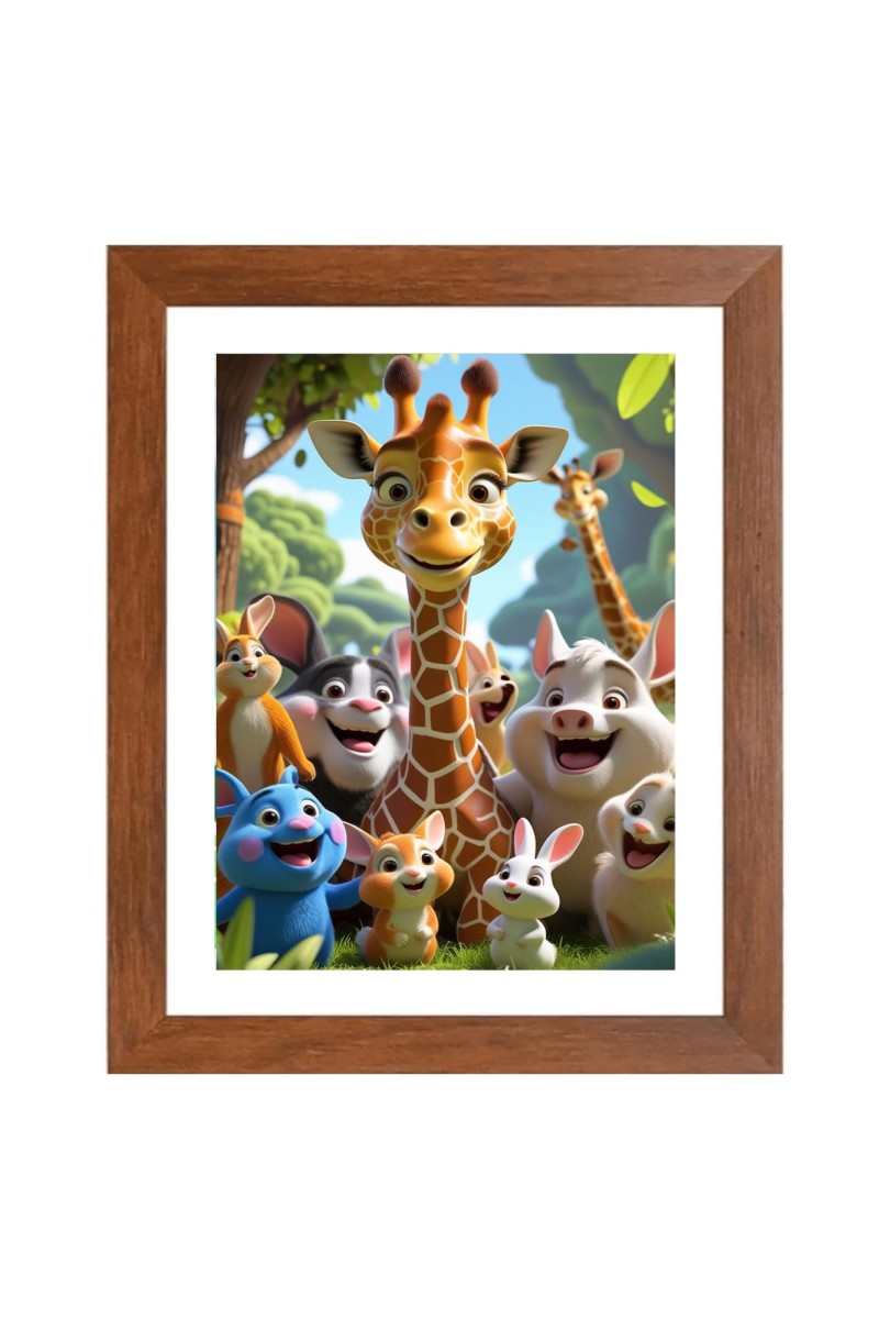 AI Funny Cute Squirrel, giraffe Art Picture for Kids - 14x18 inches, Brown Color - Perfect Wall Decor for Children's Room