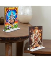 Debi Kali & Debi Durga Acrylic T-Style Photo Stand - 11x13 Inches, Compact and Stylish Spiritual Display, easily change 2 photos (Pack of 1)