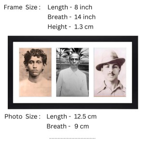 Biplabi Khudiram Bose, Master Da Surya Sen and Sahid Bhagat Singh three black and white Photos in One Frame | (Wall and Tabletop, Printed Photo, 8 x 14 inches Frame, Black) Biplabi Khudiram Bose, Master Da Surya Sen and Sahid Bhagat Singh three black and white Photos in One Frame | (Wall and Tabletop, Printed Photo, 8 x 14 inches Frame, Black)