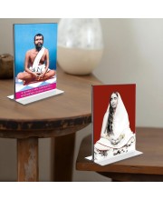 Sri Ramakrishna Paramhansa & Sarada Debi Acrylic T-Style Photo Stand - 7x9 Inches, Compact and Stylish Spiritual Display, easily change 2 photos (Pack of 1)