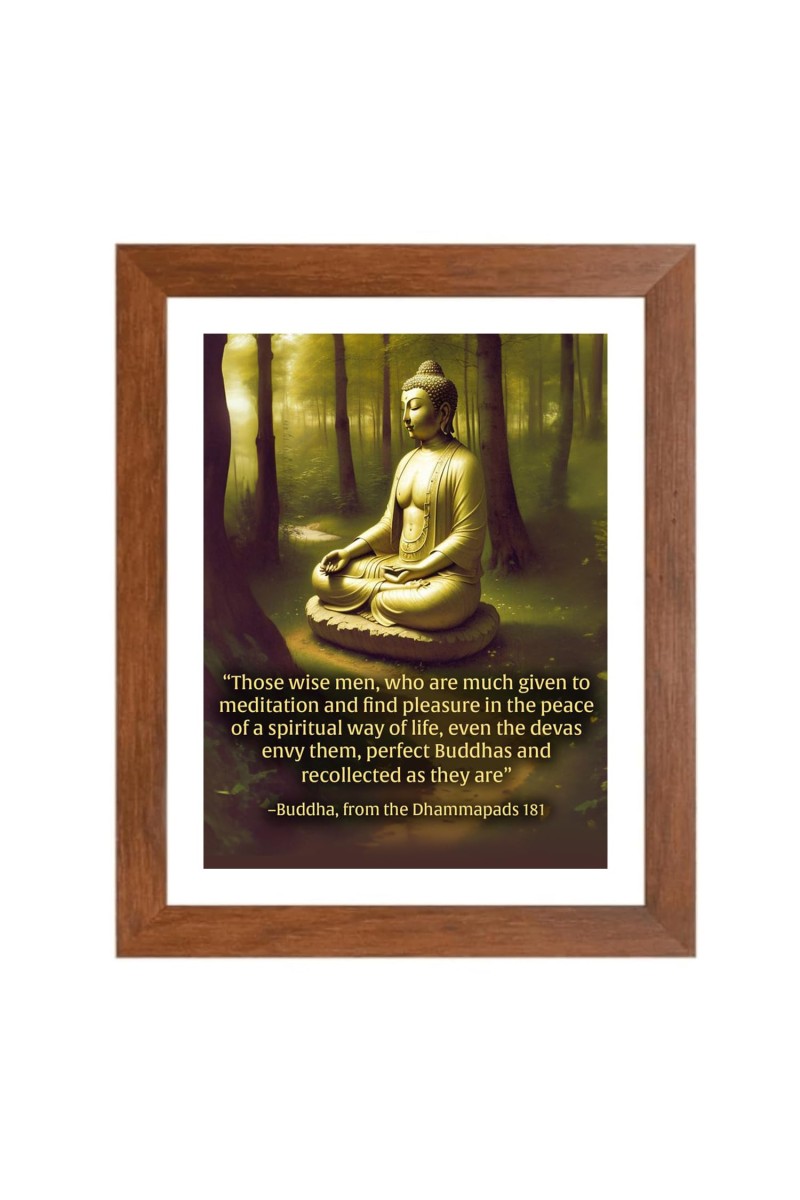 Buddha & His Famous Quote Photo Frame - Brown Frame, Perfect for Office & Wall Decoration, Ideal Gift