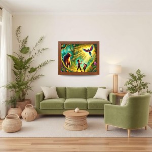 AI Funny Polar bear with kid Art Picture for Kids - 10x14 inches, Brown Color - Perfect Wall Decor for Children's Room