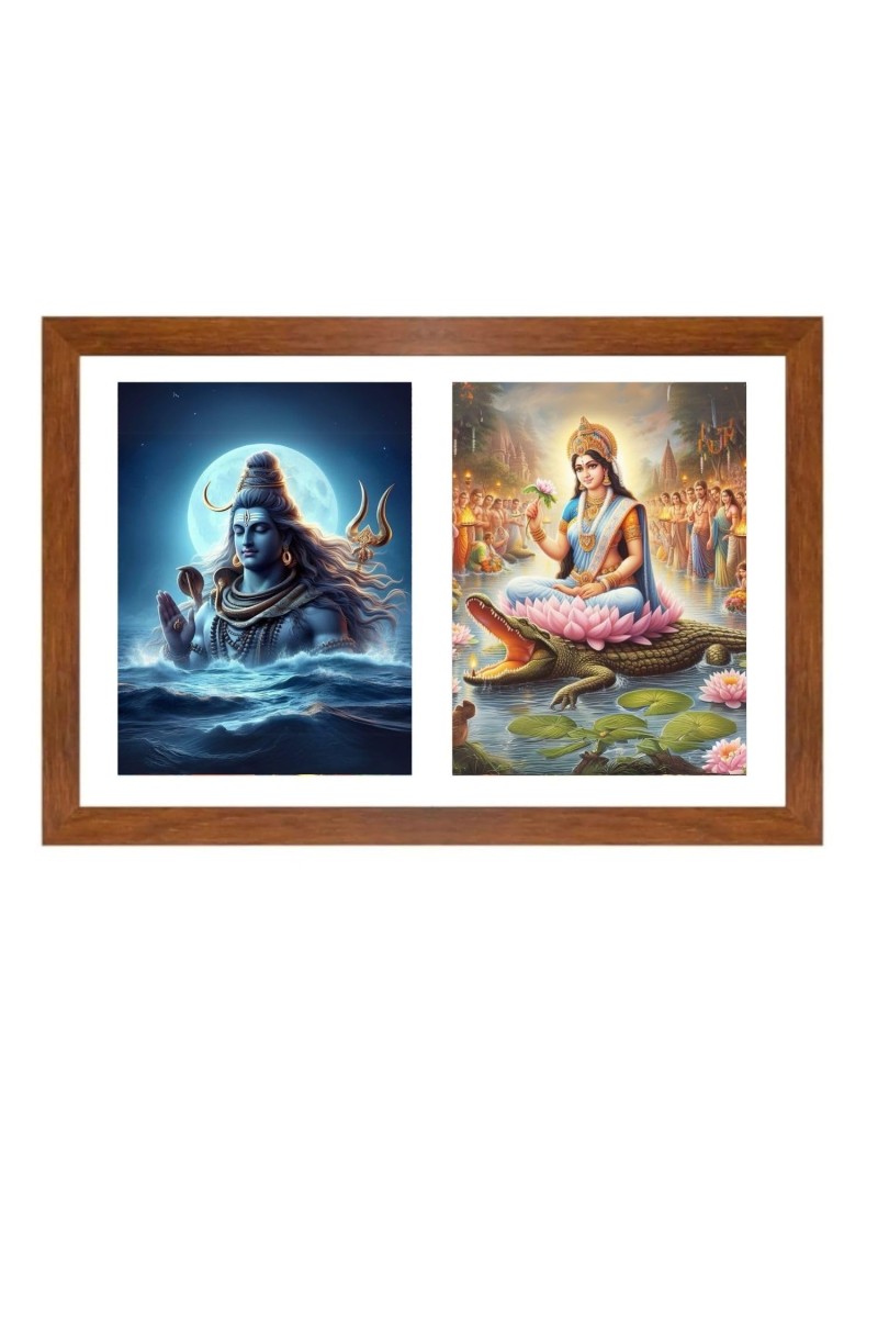 Lord shiva and ganga devi Photo Frame - 11x15Inches - Spiritual Artwork for Home Wall Decoration, Puja Room and Office Decoration and Gifting