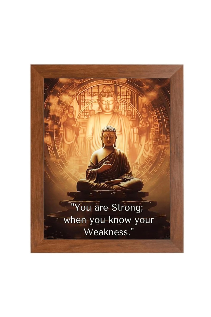 Buddha & His Famous Quote Photo Frame - Brown Frame, Perfect for Office & Wall Decoration, Ideal Gift