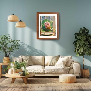 AI Funny Cute pigyy Art Picture for Kids - 10x14 inches, Brown Color - Perfect Wall Decor for Children's Room