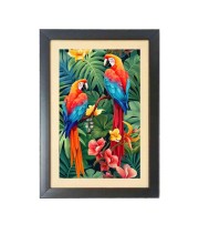 The colorful birds Photo Frame Funny Animal and Bird Cartoon Art, Black color, 17x21 Inch
