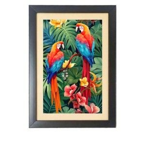The colorful birds Photo Frame Funny Animal and Bird Cartoon Art, Black color, 17x21 Inch The colorful birds Photo Frame Funny Animal and Bird Cartoon Art, Black color, 17x21 Inch