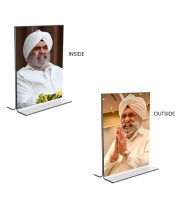 Sant Rajinder Singh ji Maharaj Acrylic T-Style Photo Stand - 11x13 Inches, Compact and Stylish Spiritual Display, easily change 2 photos (Pack of 1)