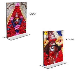 Tara Debi Acrylic T-Style Photo Stand, Compact and Stylish Spiritual Display, easily change 2 photos (Pack of 1)