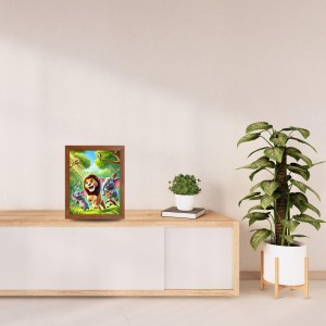 AI Funny Lion and elephant & birds Art Picture for Kids - 10x14 inches, Brown Color - Perfect Wall Decor for Children's Room AI Funny Lion and elephant & birds Art Picture for Kids - 10x14 inches, Brown Color - Perfect Wall Decor for Children's Room