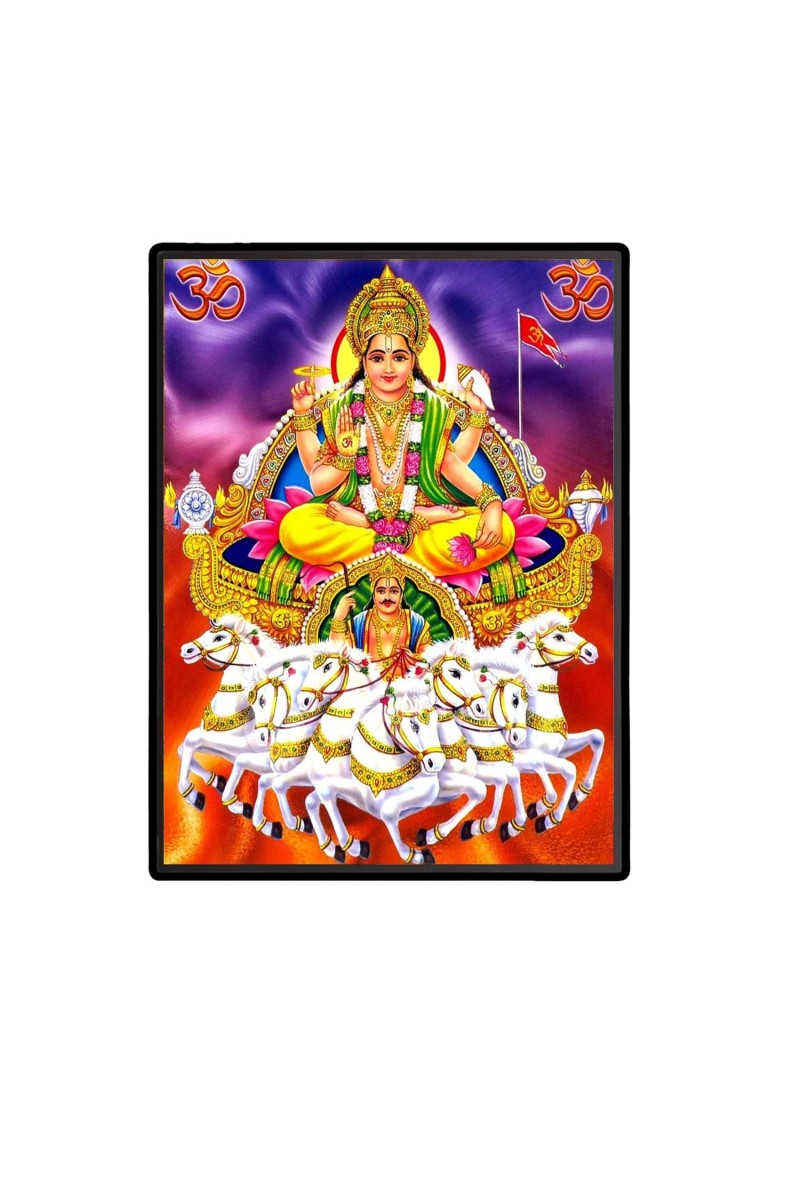 Surya Laminated Photo - 5x7 Inches, Divine Blessings for Home & Office and Temple Decoration