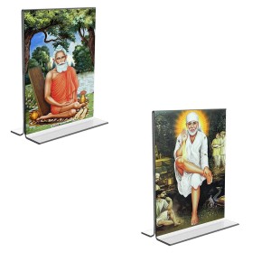Car Desk/Table Top Lokenath Baba & Sai Baba Acrylic T-Style Photo Stand - 2.5x3.5 Inches, Compact and Stylish Spiritual Display, easily change 2 photos (Pack of 1) Car Desk/Table Top Lokenath Baba & Sai Baba Acrylic T-Style Photo Stand - 2.5x3.5 Inches, Compact and Stylish Spiritual Display, easily change 2 photos (Pack of 1)