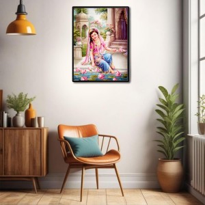 Radha Laminated Photo - 5x7 Inches, Divine Blessings for Home & Office and Temple Decoration