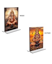 Sri Hanuman Acrylic T-Style Photo Stand - 7x9 Inches, Compact and Stylish Spiritual Display, easily change 2 photos (Pack of 1)